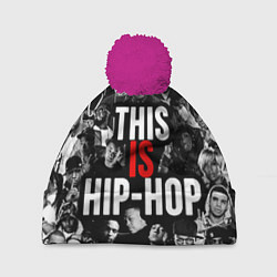 Шапка с помпоном This is hip-hop, цвет: 3D-малиновый