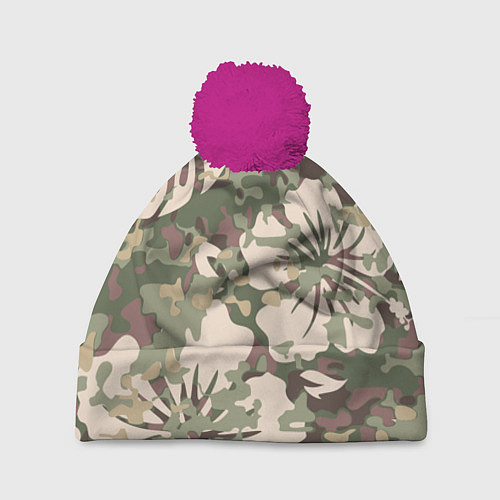 Шапка c помпоном Камуфляж / 3D-Малиновый – фото 1