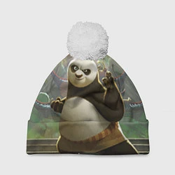 Шапка с помпоном Кунг фу панда, цвет: 3D-белый