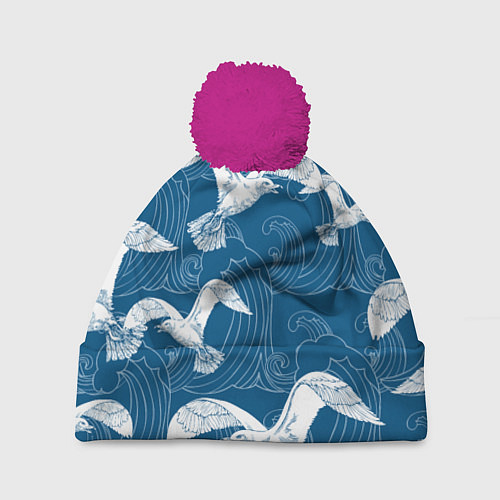 Шапка c помпоном Чайки / 3D-Малиновый – фото 1