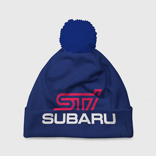 Шапка c помпоном Subaru STI / 3D-Тёмно-синий – фото 1