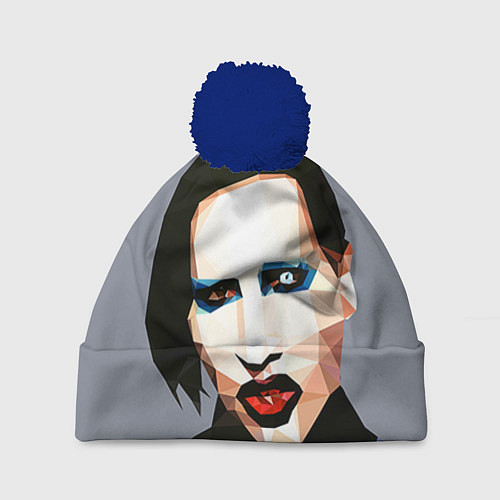 Шапка c помпоном Mаrilyn Manson Art / 3D-Тёмно-синий – фото 1