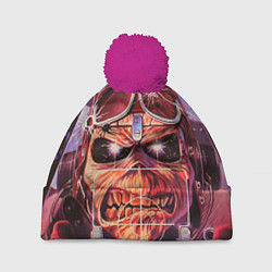 Шапка с помпоном Iron Maiden: Dead Rider, цвет: 3D-малиновый