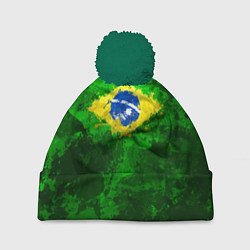 Шапка с помпоном Бразилия, цвет: 3D-зеленый