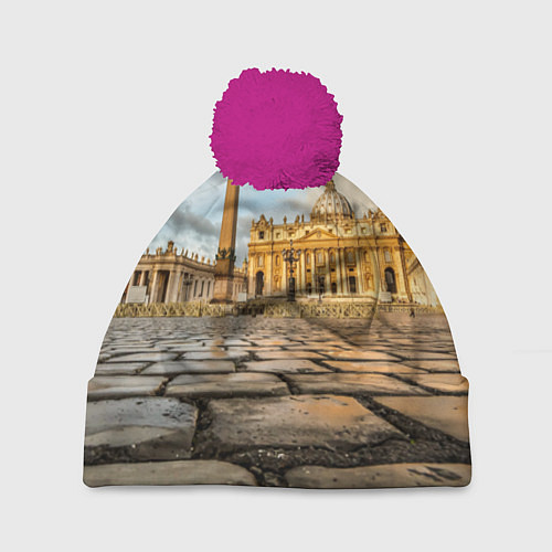 Шапка c помпоном Площадь святого Петра / 3D-Малиновый – фото 1