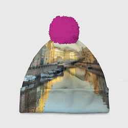 Шапка с помпоном Питер, цвет: 3D-малиновый