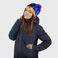 Шапка с помпоном Флаг Армении, цвет: 3D-малиновый — фото 2