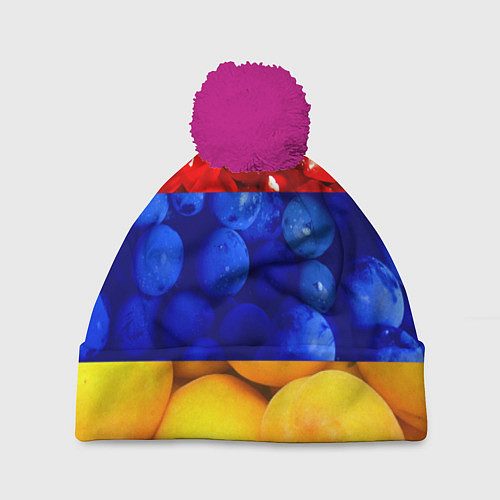 Шапка c помпоном Флаг Армении / 3D-Малиновый – фото 1