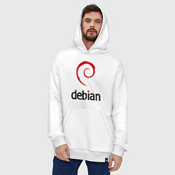 Толстовка-худи оверсайз Debian, цвет: белый — фото 2