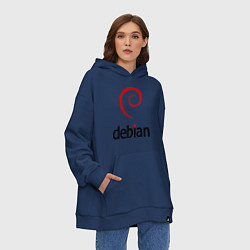 Толстовка-худи оверсайз Debian, цвет: тёмно-синий — фото 2