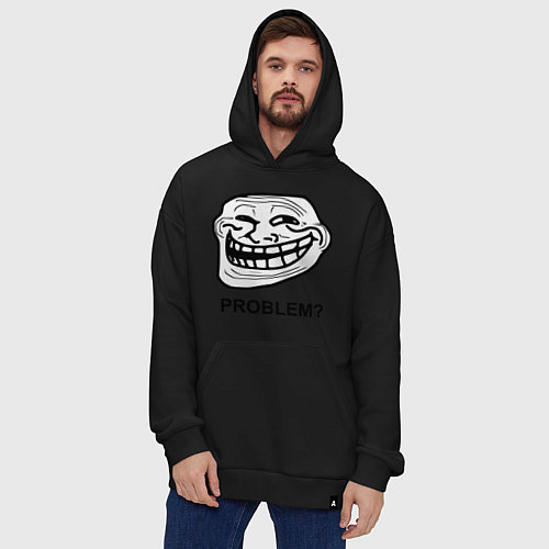Худи оверсайз Trollface. Problem? Проблемы? / Черный – фото 4