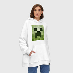 Толстовка-худи оверсайз Мinecraft creeper, цвет: белый — фото 2