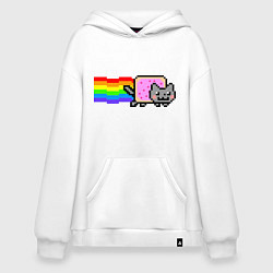 Толстовка-худи оверсайз Nyan Cat, цвет: белый