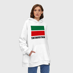 Толстовка-худи оверсайз Флаг Татарстана, цвет: белый — фото 2