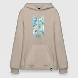Толстовка-худи оверсайз BTS Army Floral, цвет: миндальный