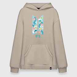 Толстовка-худи оверсайз BTS Army Floral, цвет: миндальный