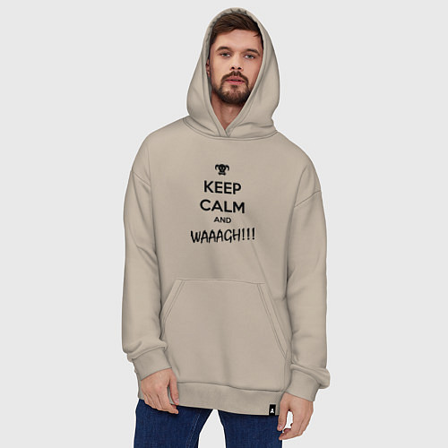 Худи оверсайз Keep Calm & WAAAGH / Миндальный – фото 4