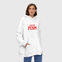 Толстовка-худи оверсайз FCSM Club, цвет: белый — фото 2