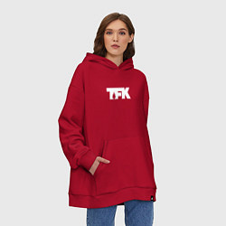 Толстовка-худи оверсайз TFK: White Logo, цвет: красный — фото 2