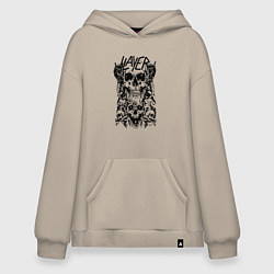 Толстовка-худи оверсайз Slayer Skulls, цвет: миндальный