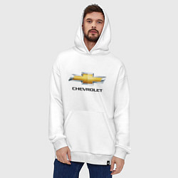 Толстовка-худи оверсайз Chevrolet логотип, цвет: белый — фото 2