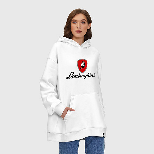 Худи оверсайз Logo lamborghini / Белый – фото 3