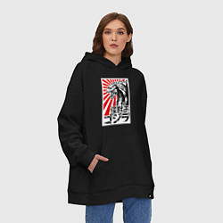 Толстовка-худи оверсайз Godzilla Poster, цвет: черный — фото 2