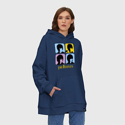 Толстовка-худи оверсайз The Beatles: pop-art, цвет: тёмно-синий — фото 2