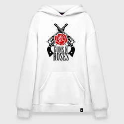 Толстовка-худи оверсайз Guns n Roses: guns, цвет: белый
