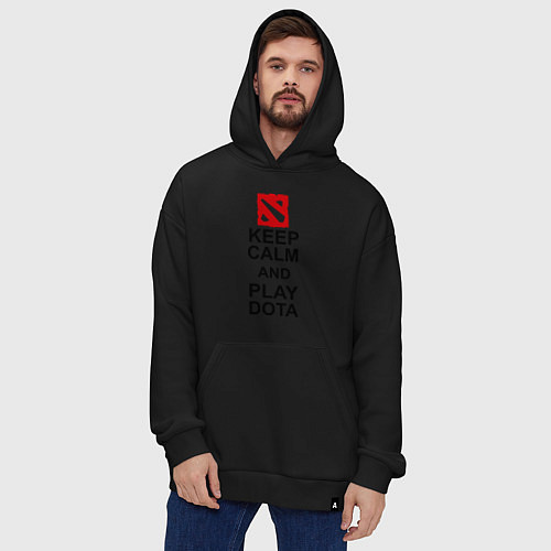 Худи оверсайз Keep Calm & Play Dota / Черный – фото 4