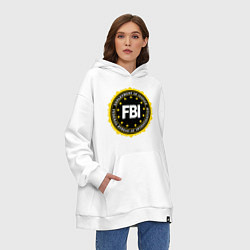 Толстовка-худи оверсайз FBI Departament, цвет: белый — фото 2