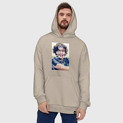 Толстовка-худи оверсайз Keep Calm & Love Harry Styles, цвет: миндальный — фото 2