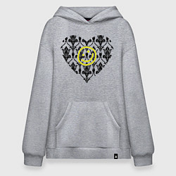Толстовка-худи оверсайз Шерлок Сердце и Смайлик, цвет: меланж