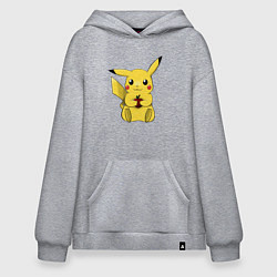 Толстовка-худи оверсайз Пикачу, цвет: меланж