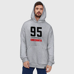 Толстовка-худи оверсайз 95 Chechnya, цвет: меланж — фото 2