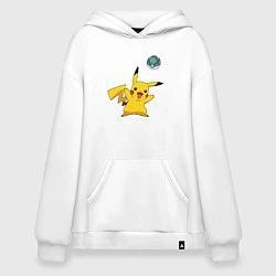 Толстовка-худи оверсайз Pokemon pikachu 1, цвет: белый