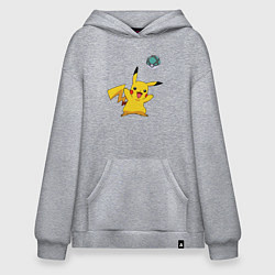 Толстовка-худи оверсайз Pokemon pikachu 1, цвет: меланж