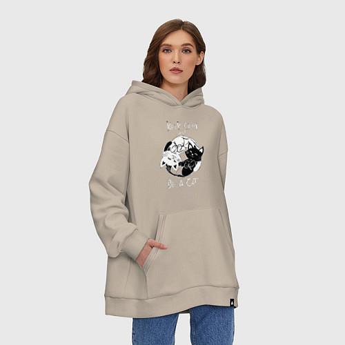 Худи оверсайз Просто будь Котом / Миндальный – фото 3