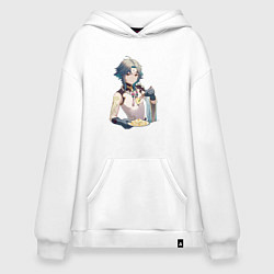 Толстовка-худи оверсайз Щедрый Сяо с тофу, цвет: белый