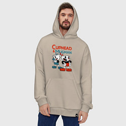 Толстовка-худи оверсайз Cuphead & Mugman, цвет: миндальный — фото 2