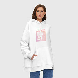 Толстовка-худи оверсайз Vaporwave Strawberry Milk, цвет: белый — фото 2
