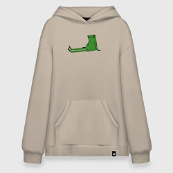 Толстовка-худи оверсайз Лягушка приуныла, цвет: миндальный