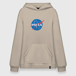 Толстовка-худи оверсайз NASA Pizza, цвет: миндальный