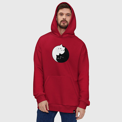 Худи оверсайз Инь Ян Котики / Красный – фото 4
