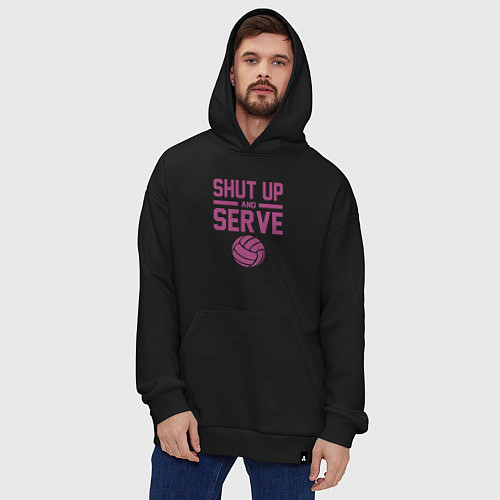 Худи оверсайз Shut Up And Serve / Черный – фото 4