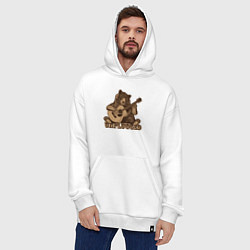 Толстовка-худи оверсайз Медведь играет на гитаре, цвет: белый — фото 2