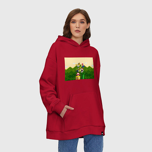 Худи оверсайз Mario Coins / Красный – фото 3