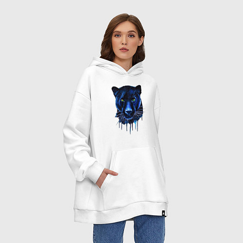 Худи оверсайз Голова пантеры потекшая краска / Белый – фото 3