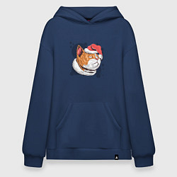 Толстовка-худи оверсайз Christmas Cat, цвет: тёмно-синий
