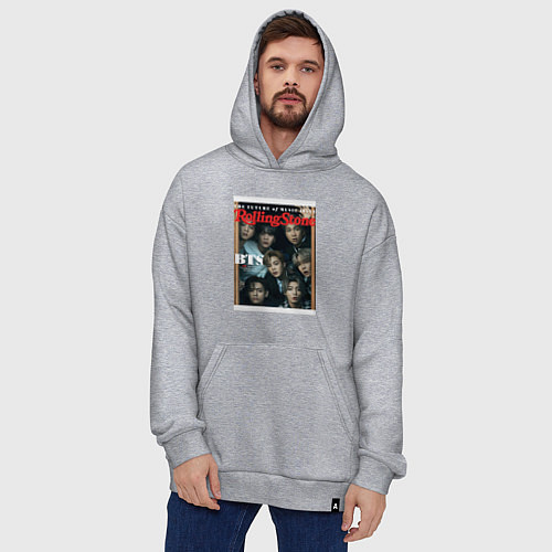 Худи оверсайз BTS БТС на обложке журнала / Меланж – фото 4